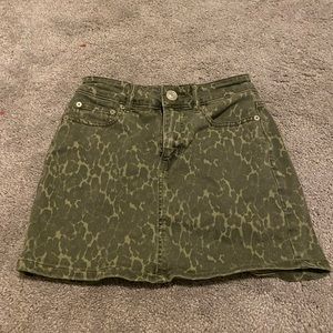 American Eagle Cheetah Print Green Miniskirt